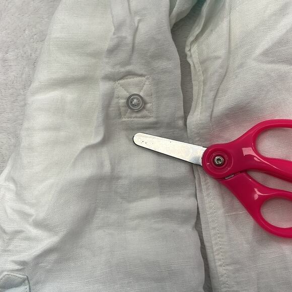 NWT Talbots Large P Linen Cotton Blend Soft Roll Up Sleeve  Multi Colored Blouse - Picture 6 of 9